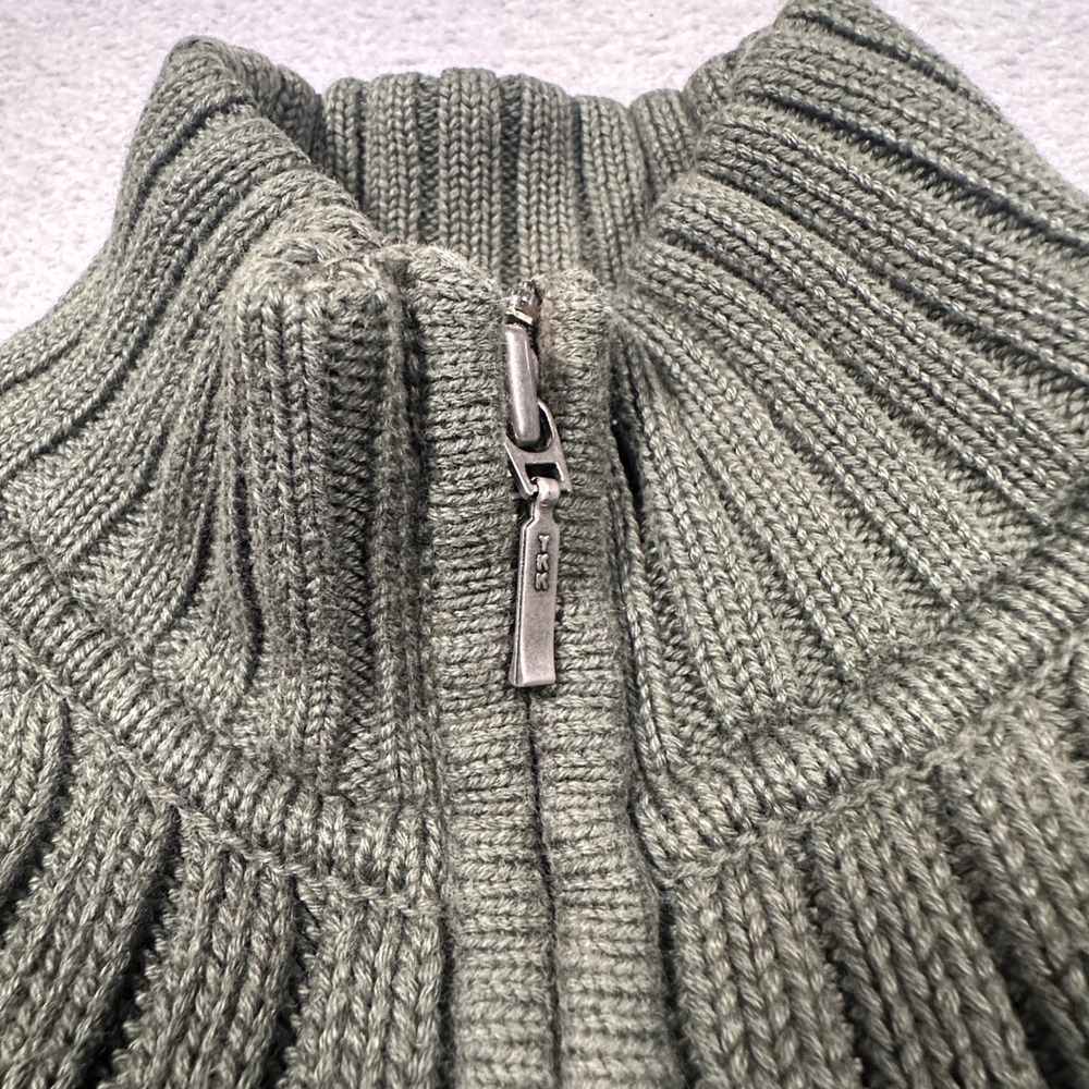 Vintage 90s RALPH Ralph Lauren Zip Up Sweater Women S Green Ribbed Cardigan - Picture 4 of 9